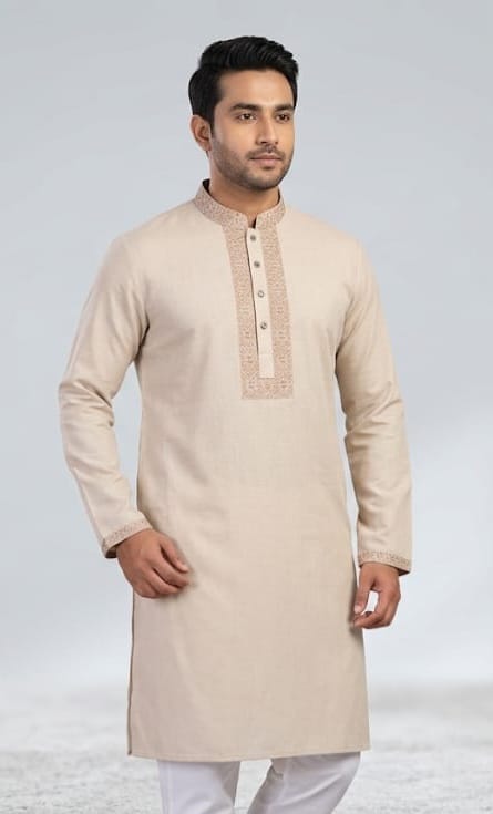 Men’s Slime Fit Mixed Cotton Panjabi
