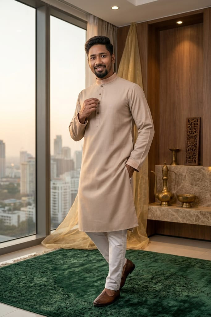 Men’s Slime Fit Pure Cotton Panjabi