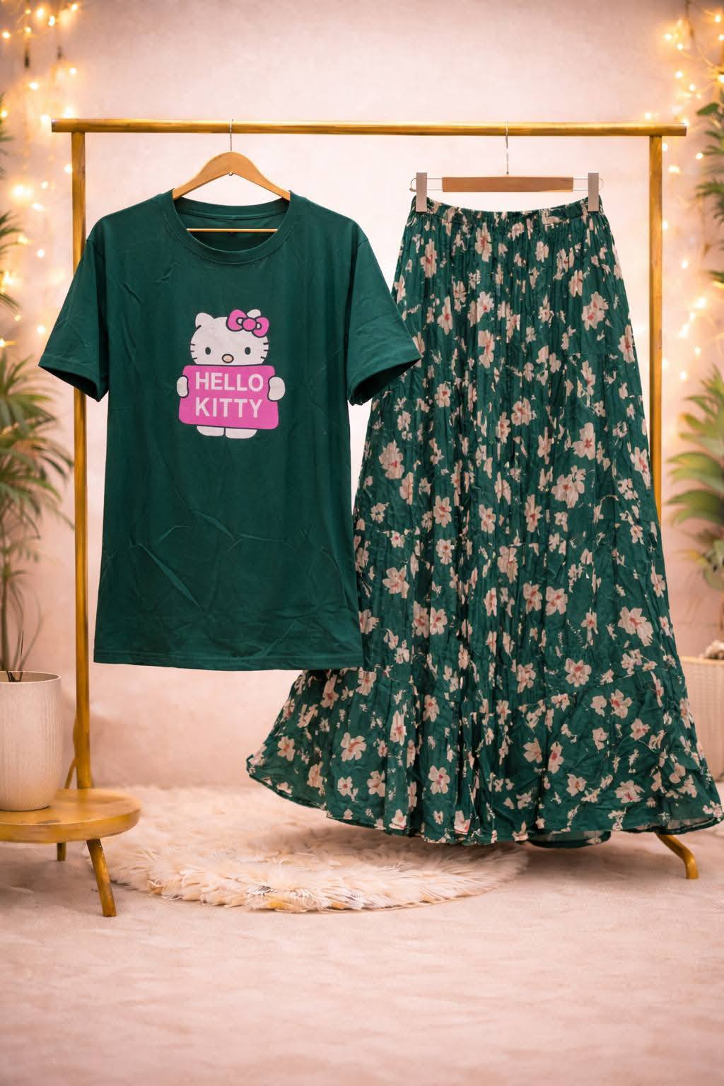 Ladies T-Shirt and Skirt Set - Image 2