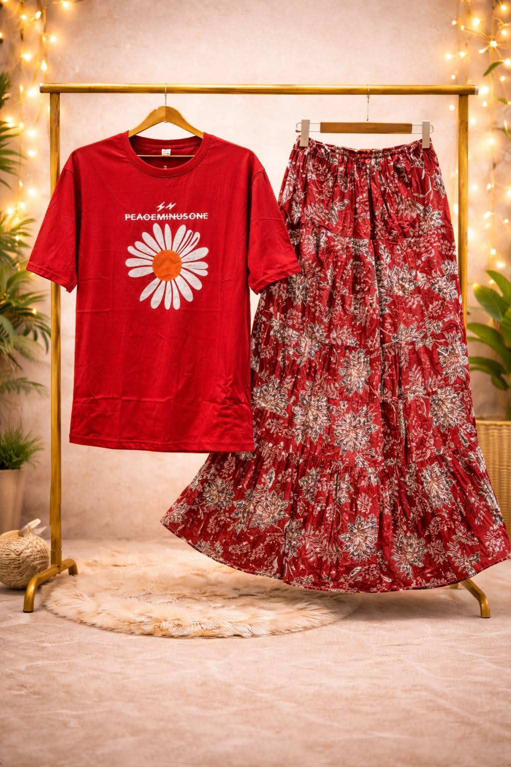 Ladies T-Shirt and Skirt Set - Image 2